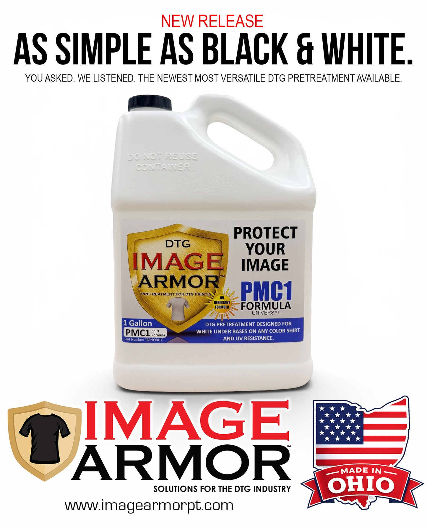 Image Armor NEW PMC1 UNIVERSAL DTG Pretreatment - UV RESISTANT